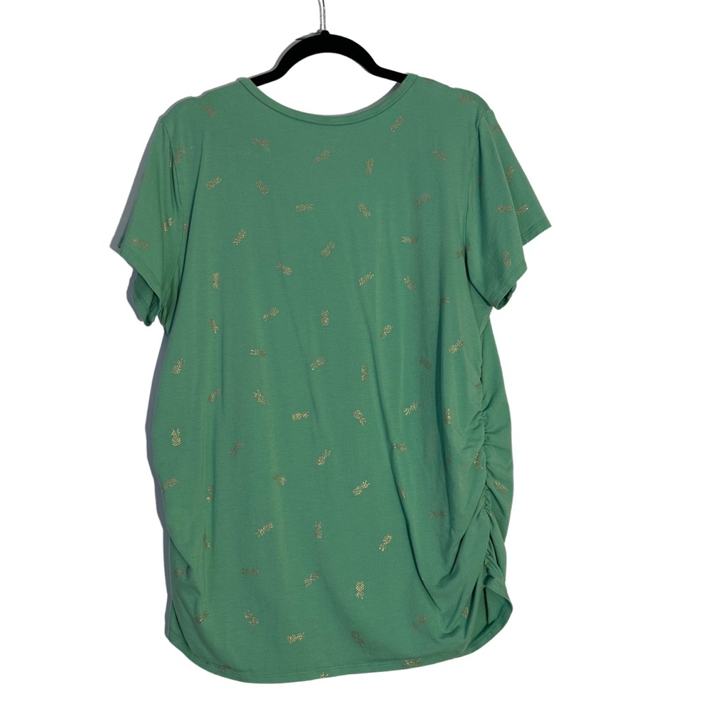 Motherhood Maternity Gold Pineapple V-Neck Ruched Shirt - Sz. 2X - Picture 3 of 7